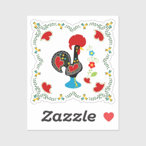 Traditional Rooster of Portugal in black Sticker