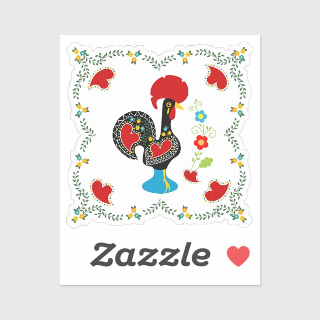 Traditional Rooster of Portugal in black Sticker (Sheet)