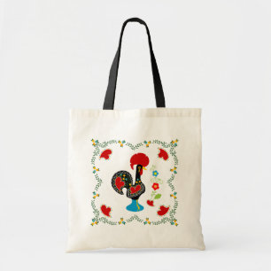 Traditional Rooster of Portugal in black Tote Bag