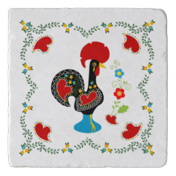 Traditional Rooster of Portugal in black Trivet