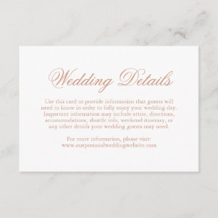 Traditional Rose Pink Formal Elegant Wedding Enclosure Card