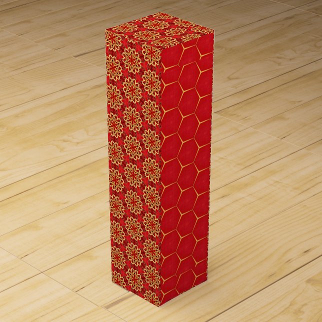 Traditional Royal Red & Gold   Wine Box (Front)
