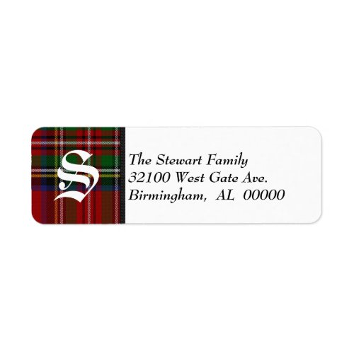 Traditional Royal Stewart Tartan Plaid Monogram Label