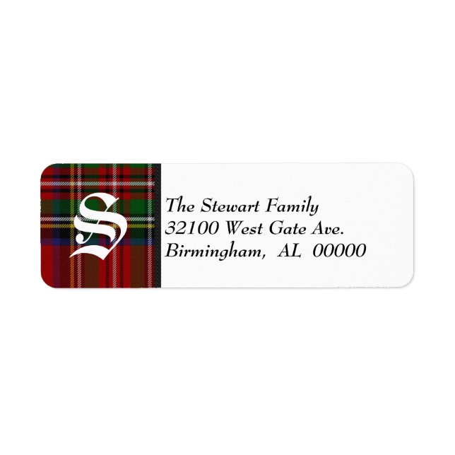 Traditional Royal Stewart Tartan Plaid Monogram Label (Front)