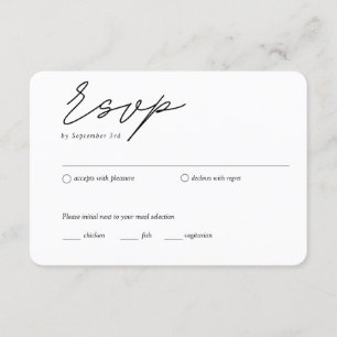 Traditional RSVP Meal Option Minimalist RSVP Card
