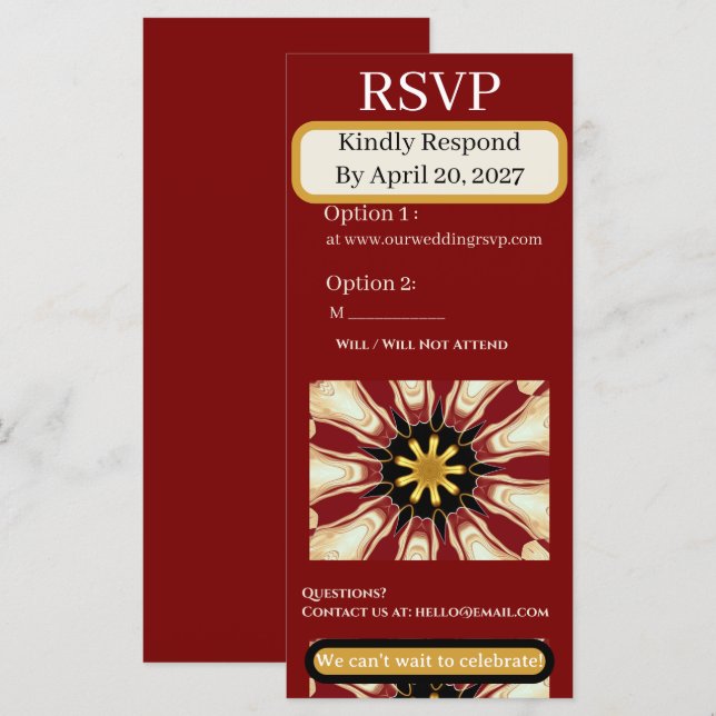 Traditional RSVP Suite | Crimson & Cream Starburst (Front/Back)