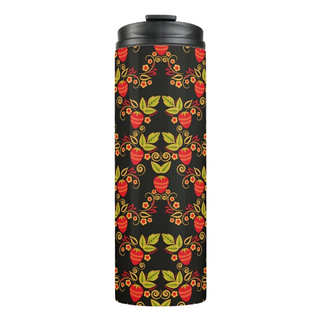 Traditional Russian seamless pattern with berries  Thermal Tumbler (Front)