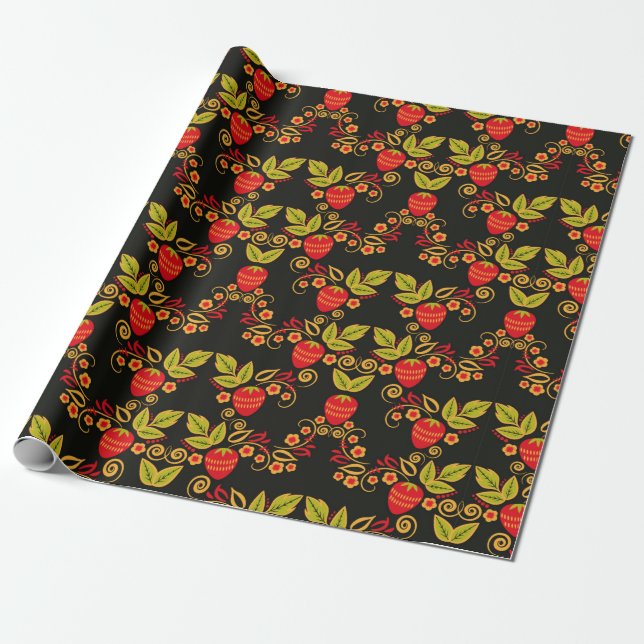 Traditional Russian seamless pattern with berries  Wrapping Paper (Unrolled)