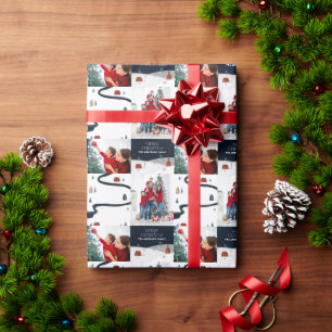 Traditional Rustic 2 photo Winter Merry Christmas Wrapping Paper