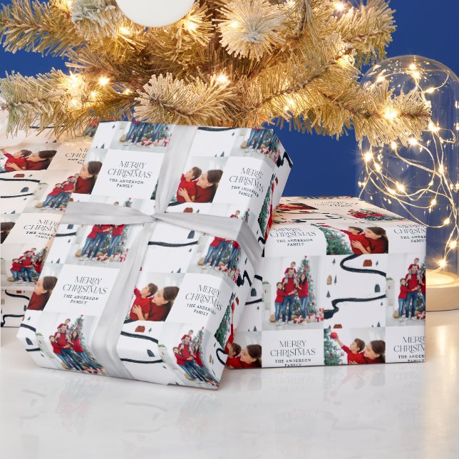 Traditional Rustic 2 photo Winter Merry Christmas Wrapping Paper (Holidays)