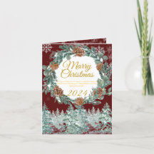Traditional rustic burgundy pine Merry Christmas