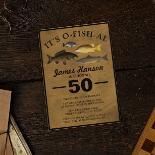 Traditional Rustic Fishing   50th Birthday Invitation