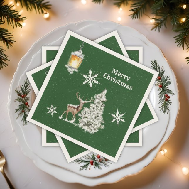 Traditional Rustic  Merry Christmas  Napkins (Creator Uploaded)