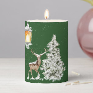 Traditional Rustic Merry Christmas Pillar Candle