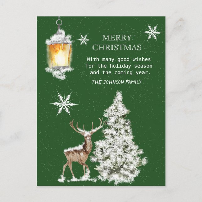 Traditional Rustic  Merry Christmas Postcard (Front)