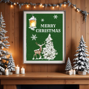 Traditional Rustic Merry Christmas Poster