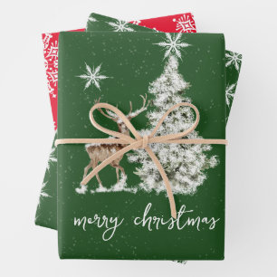 Traditional Rustic Merry Christmas Wrapping Paper Sheets