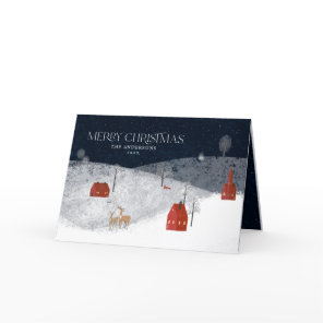 Traditional Rustic Navy 1 photo Merry Christmas Ho Holiday Card