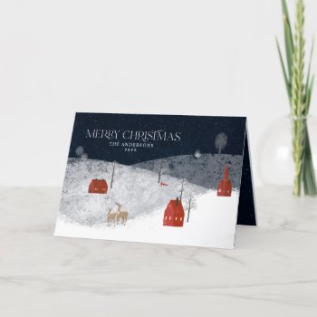 Traditional Rustic Navy 1 Photo Merry Christmas Ho Holiday Card by COFFEE_AND_PAPER_CO at Zazzle