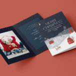 Traditional Rustic Navy 1 photo Merry Christmas Holiday Card<br><div class="desc">Traditional Rustic Navy 1 photo Merry Christmas holiday card.</div>