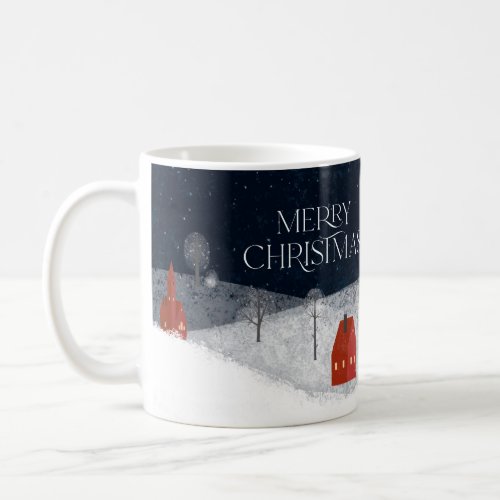 Traditional Rustic Navy Red Winter Merry Christmas Coffee Mug