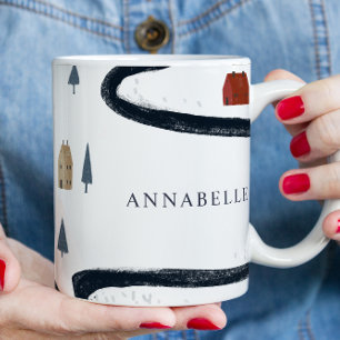 Traditional Rustic Navy Red Winter Merry Christmas Coffee Mug