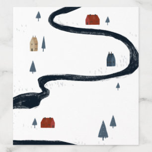 Traditional Rustic Navy Red Winter Merry Christmas Envelope Liner