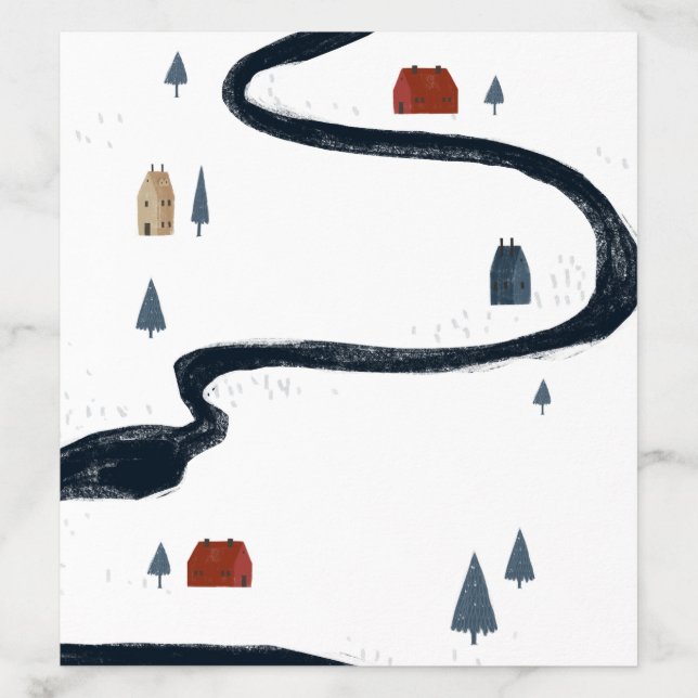 Traditional Rustic Navy Red Winter Merry Christmas Envelope Liner (Design)