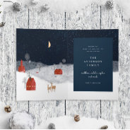 Traditional Rustic Navy Red Winter Merry Christmas Holiday Card at Zazzle