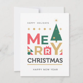 Traditional Rustic Navy Red Winter Merry Christmas Holiday Card