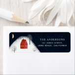 Traditional Rustic Navy Red Winter Merry Christmas Label<br><div class="desc">Traditional Rustic Navy Red Winter Merry Christmas returns address label stickers.</div>