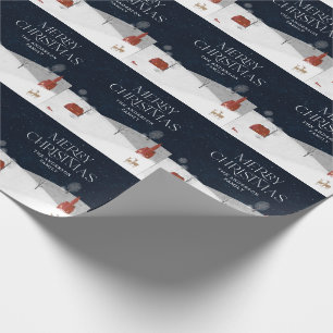 Traditional Rustic red navy Winter Merry Christmas Wrapping Paper
