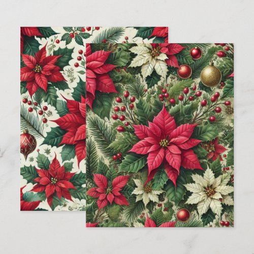 Traditional Rustic Red Poinsettia Scrapbook Paper