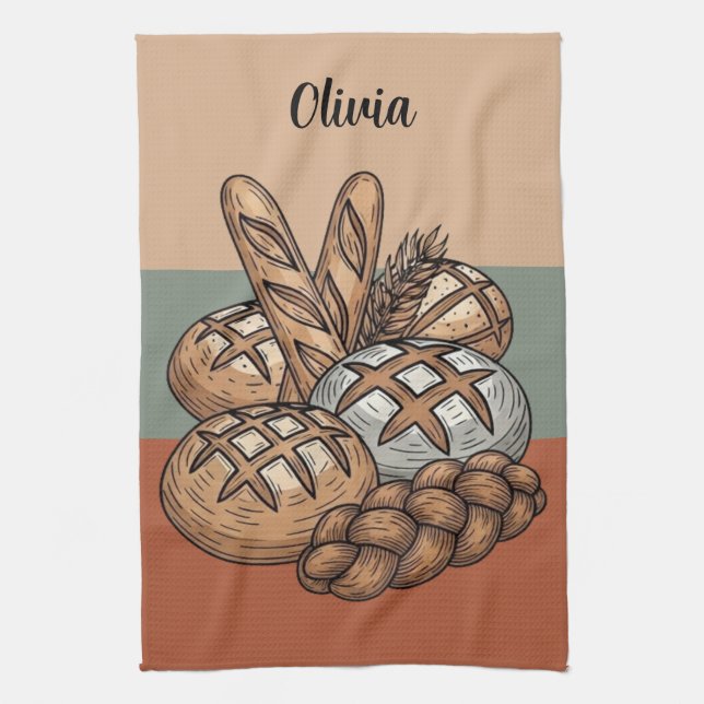 Traditional Rustic Sourdough & Baguette Kitchen Towel (Vertical)