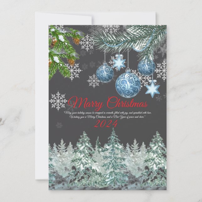 Traditional Rustic Winter Christmas Holiday Card (Front)