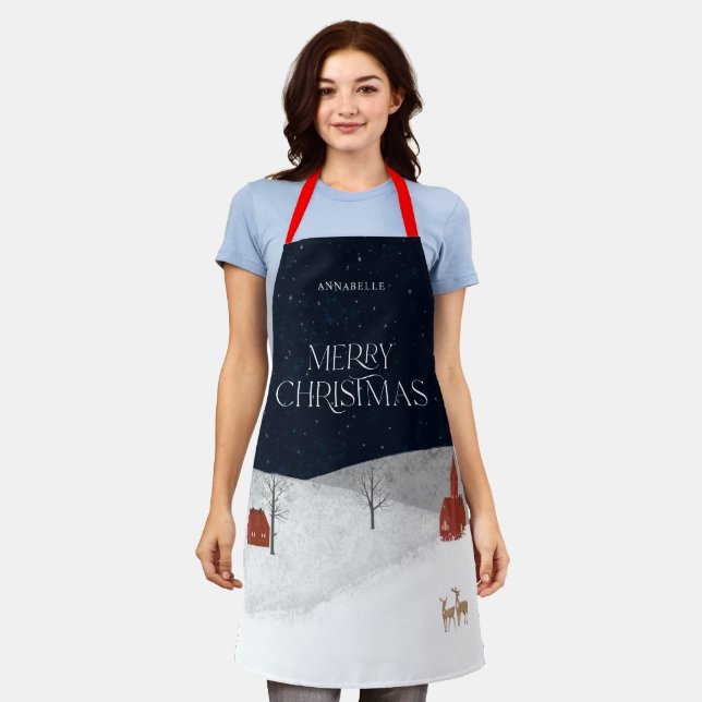 Traditional Rustic Winter decor Christmas gift Apron (Worn)