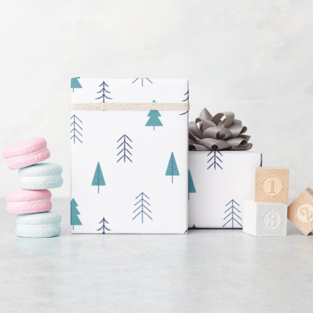 Traditional Rustic Winter forest blue Christmas Wrapping Paper (Baby Shower)
