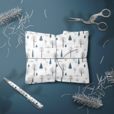 Traditional Rustic Winter Forest Blue Christmas Wrapping Paper at Zazzle