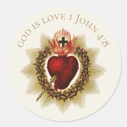 Traditional Sacred Heart of Jesus Catholic Classic Round Sticker