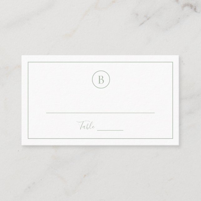 Traditional Sage Green Elegant Wedding Place Card (Front)