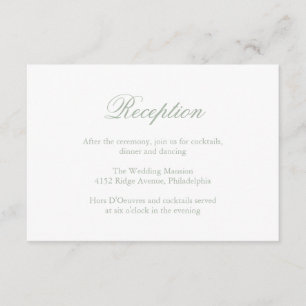 Traditional Sage Green Formal Elegant Wedding Enclosure Card