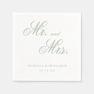 Traditional Sage Green Formal Elegant Wedding Napkins