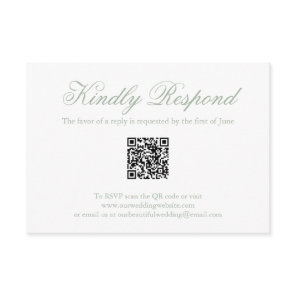 Traditional Sage Green Formal QR Code Wedding RSVP Card