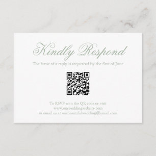 Traditional Sage Green Formal QR Code Wedding RSVP Card
