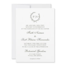 Traditional Sage Green Wreath Wedding Invitation