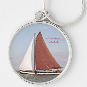 Traditional Sailboat Cruising on the Ijsselmeer  Keychain
