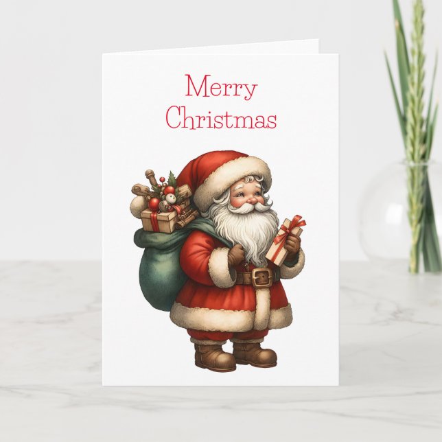 Traditional Santa Blank Holiday Christmas  Card (Front)