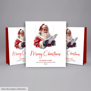 Traditional Santa Claus Cozy Red Green Gift Bag