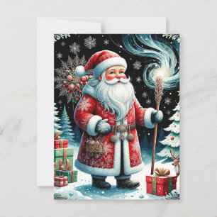 Traditional Santa Claus in Festive Winter Scene Postcard