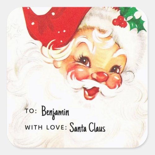 Traditional Santa Claus Kids Christmas Gift Square Sticker